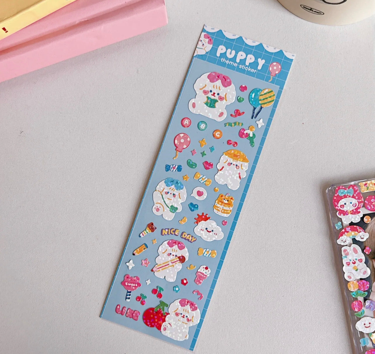 Kawaii Bunny Top loader Deco - Holographic Stickers