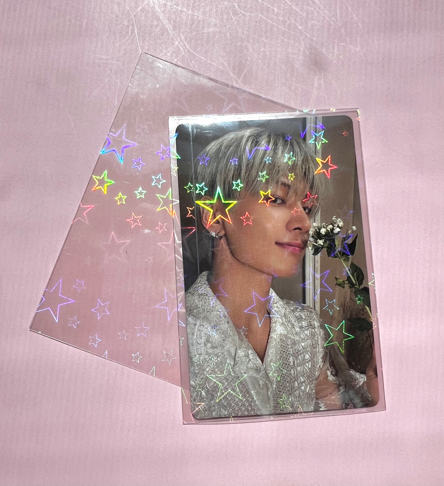 Super Star Holographic Photo card sleeves with sleek Matte back - 58x89mm