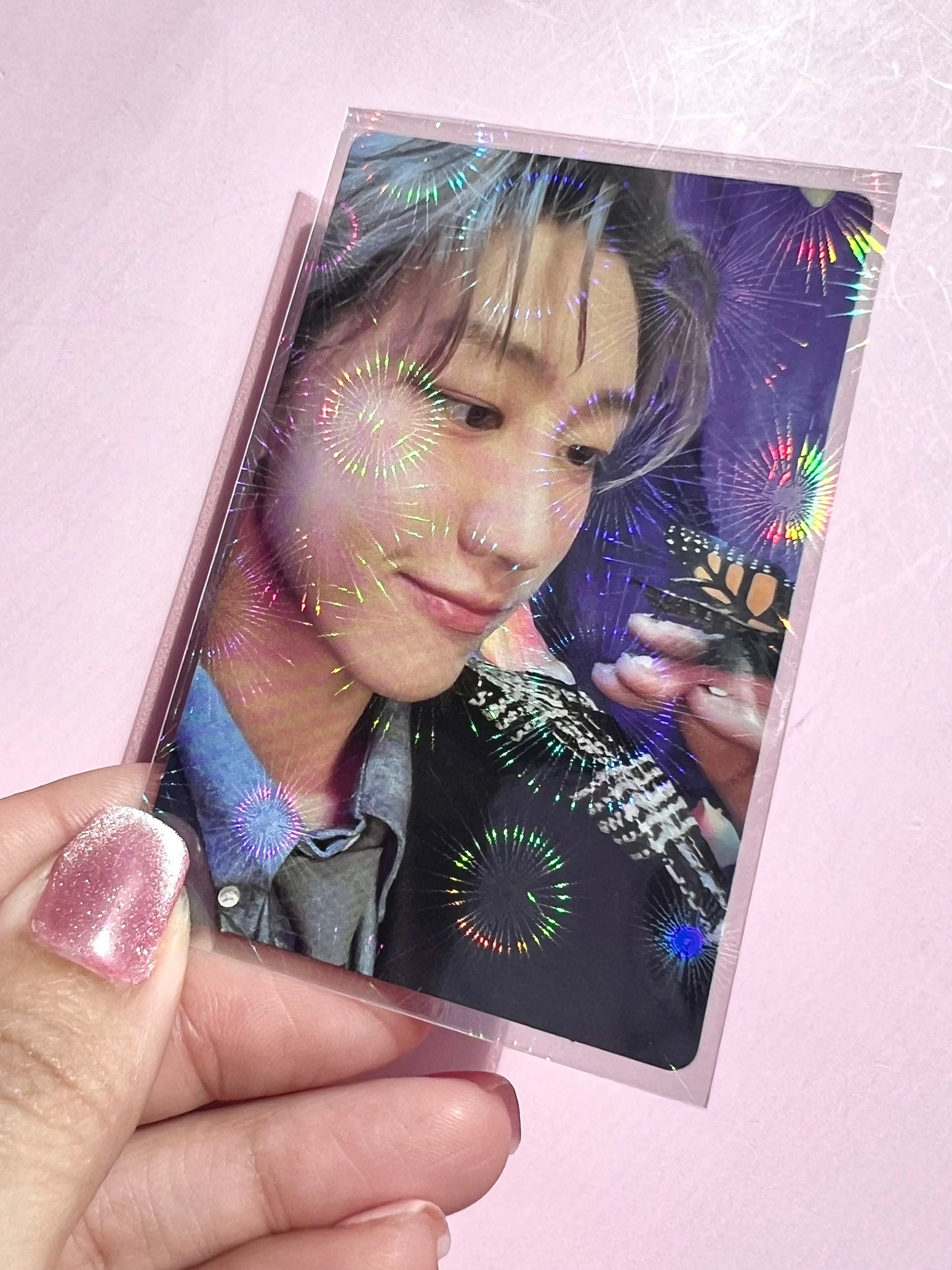 Fireworks Holographic Photo card sleeves- Double sided holographic sleeves