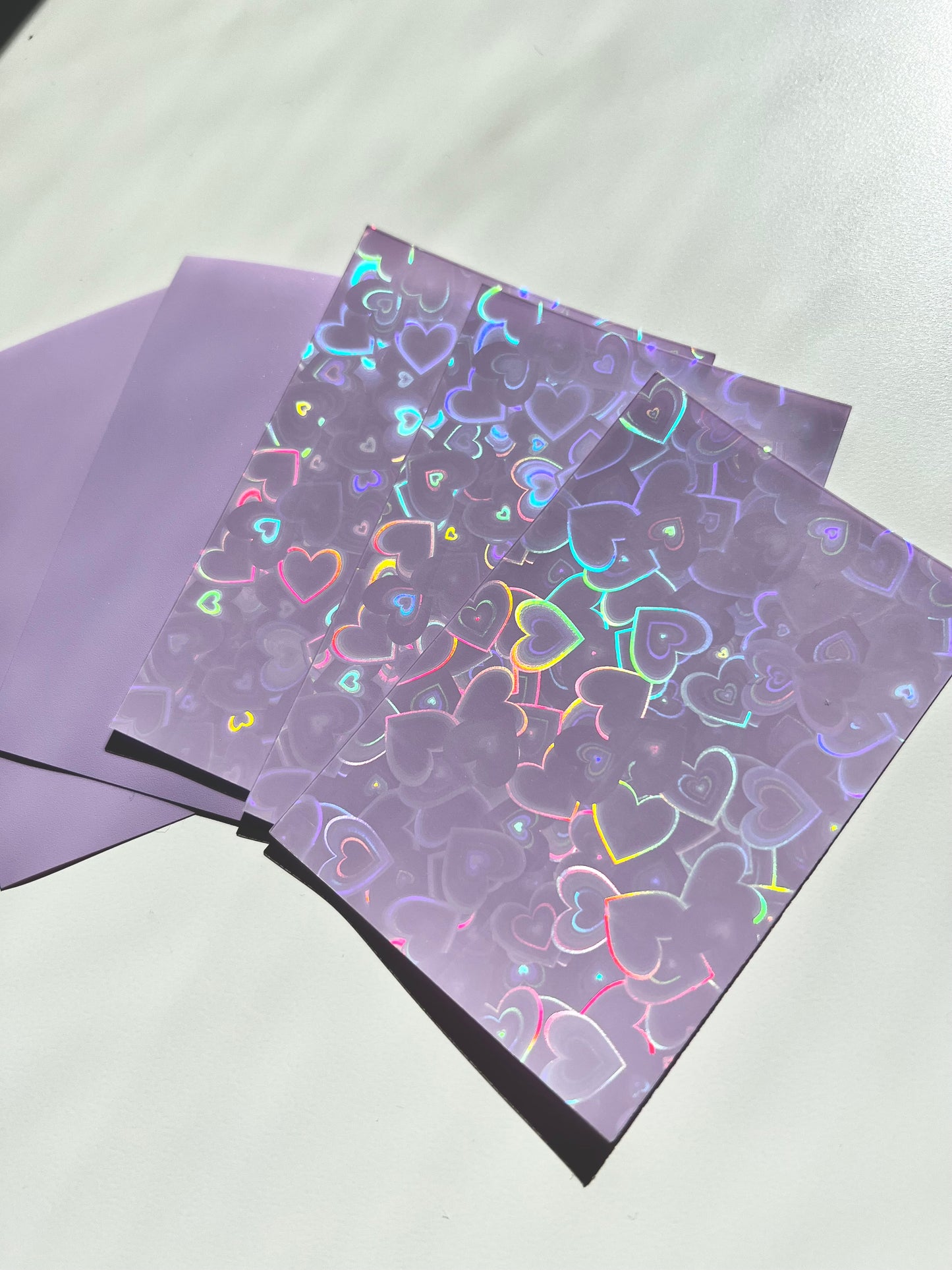 Colored Hearts Holographic Photo Card Sleeves