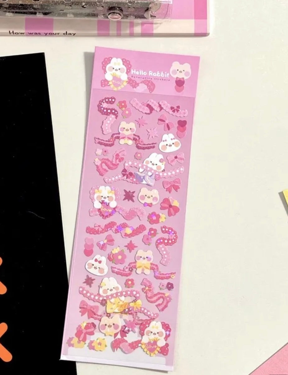 Bunny & Ribbons - Holographic Stickers Ver. B