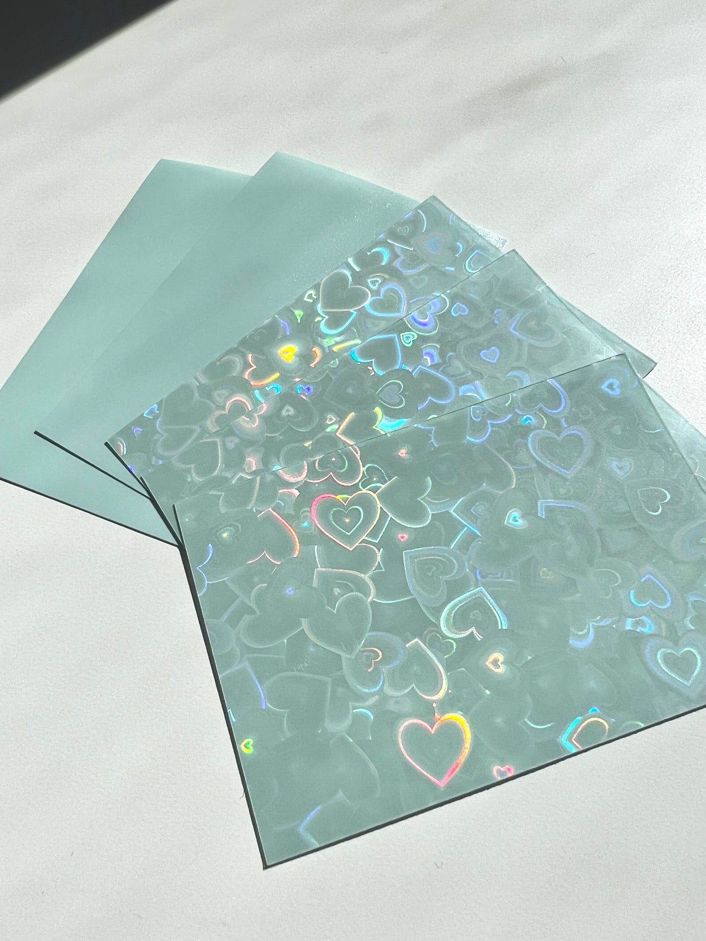 Colored Hearts Holographic Photo Card Sleeves