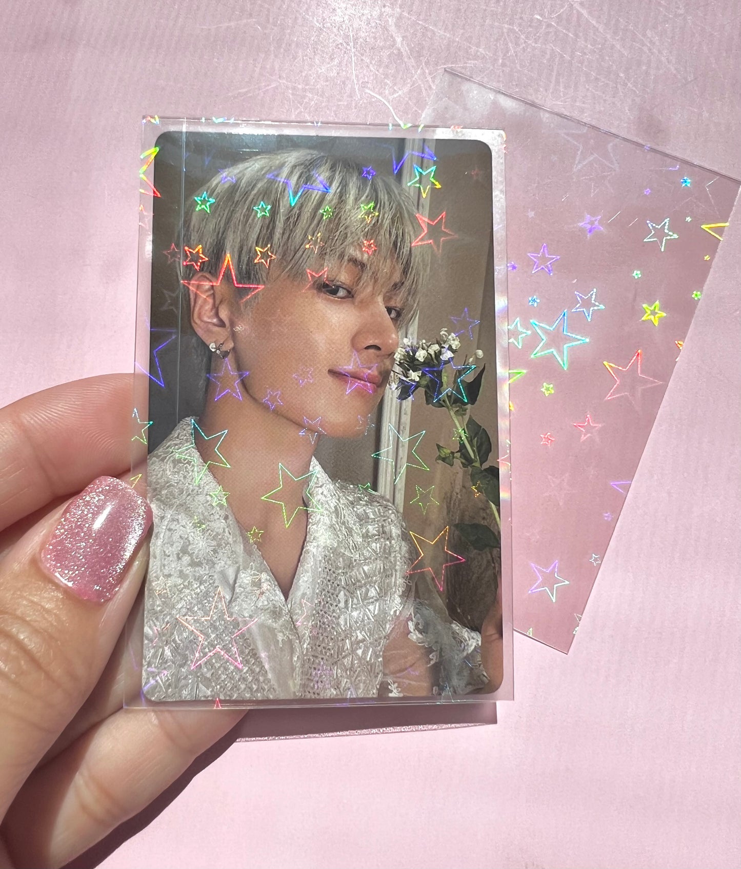 Super Star Holographic Photo card sleeves with sleek Matte back - 58x89mm