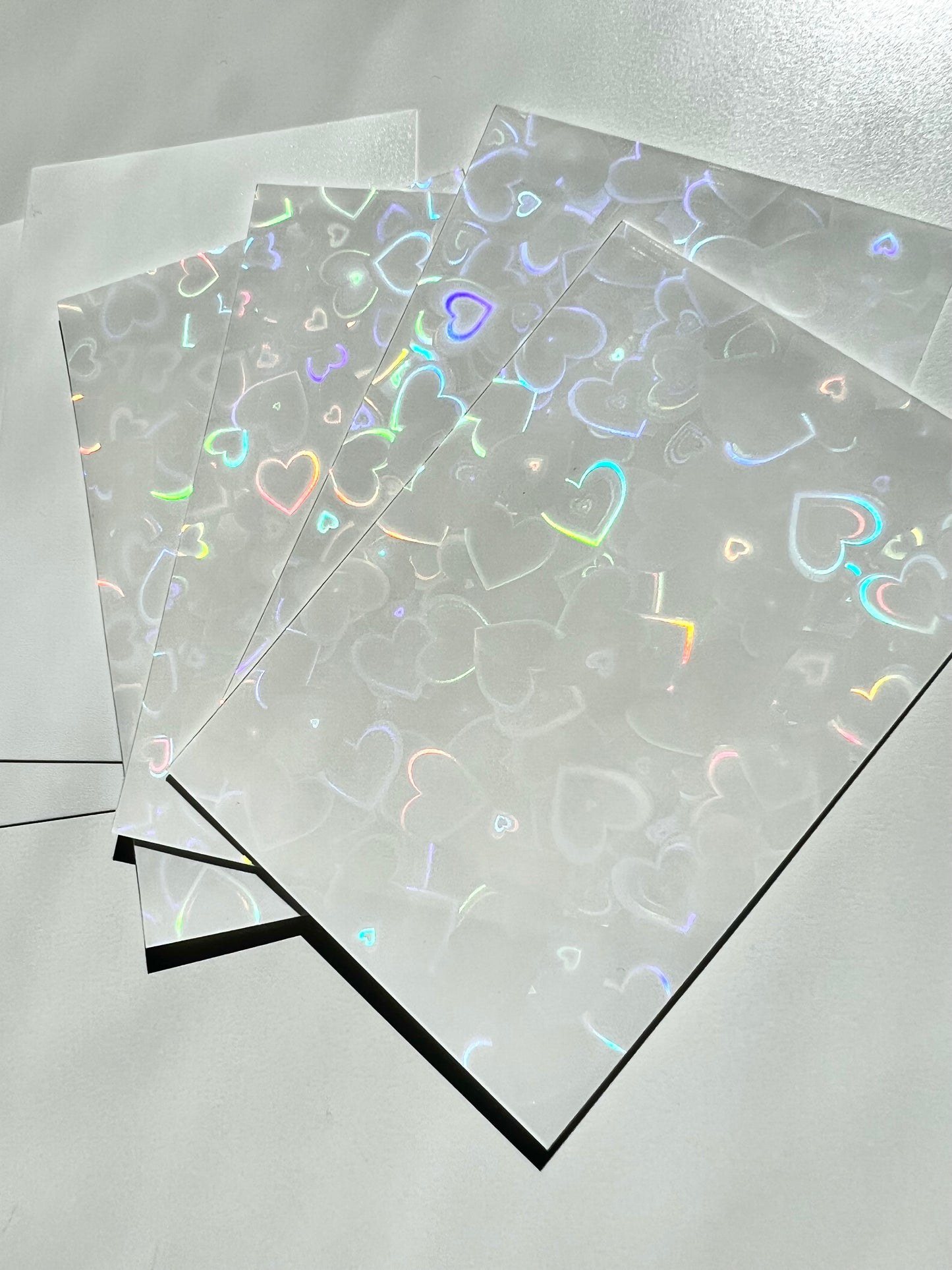 Colored Hearts Holographic Photo Card Sleeves