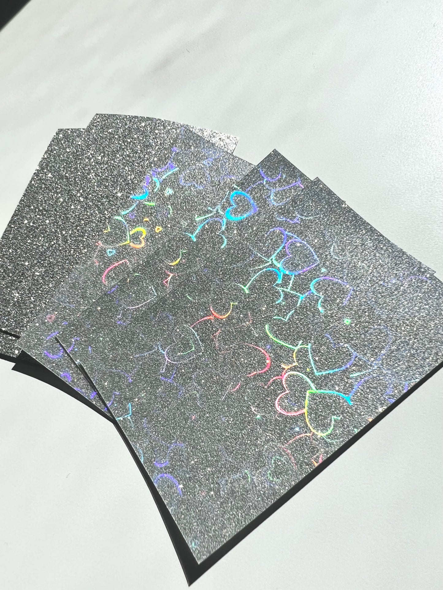 Colored Hearts Holographic Photo Card Sleeves