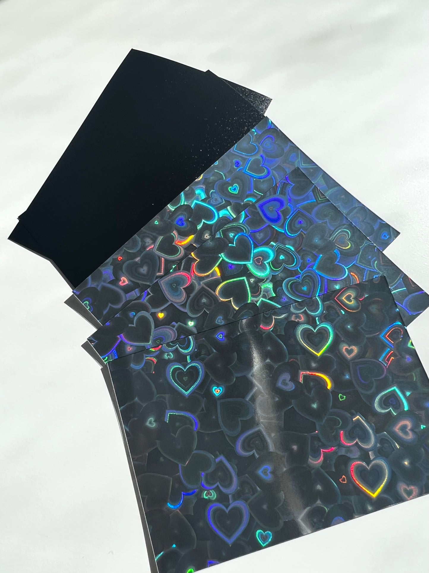 Colored Hearts Holographic Photo Card Sleeves