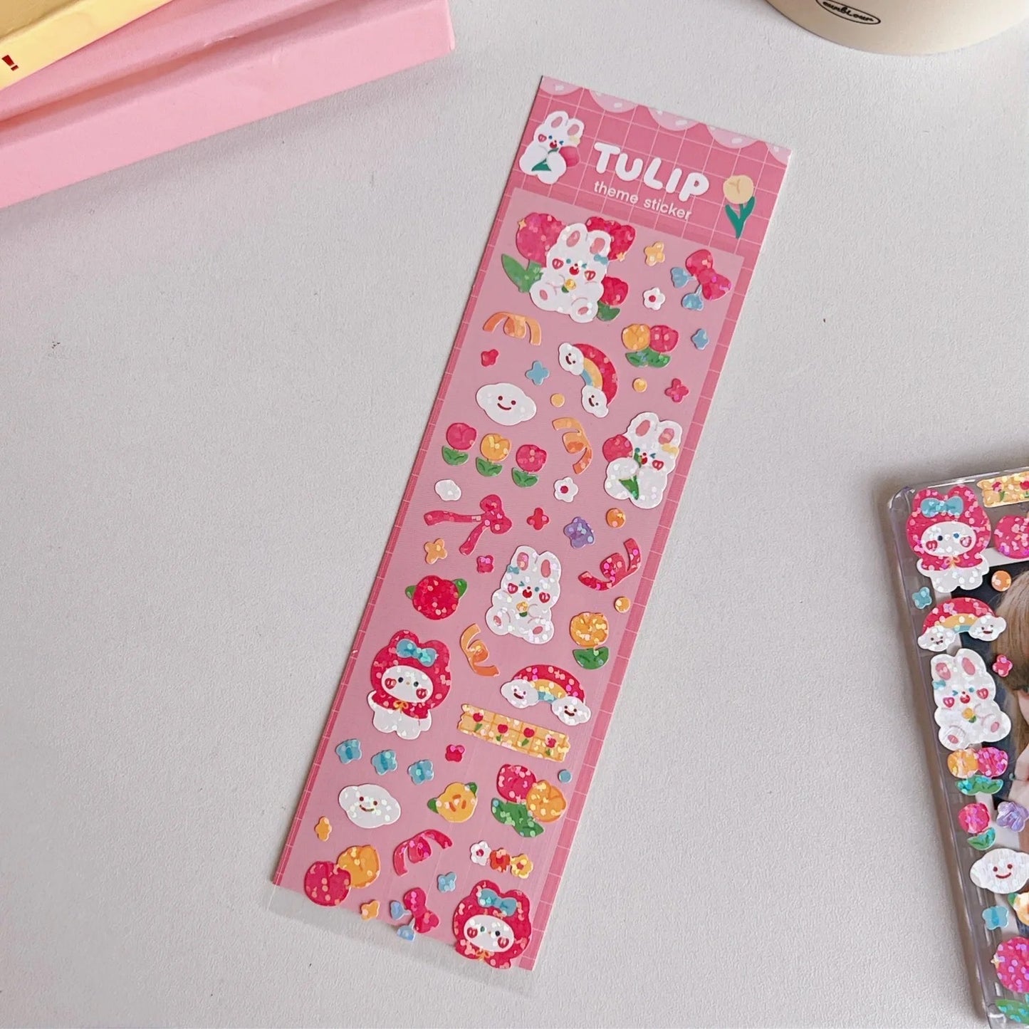 Kawaii Bunny Top loader Deco - Holographic Stickers