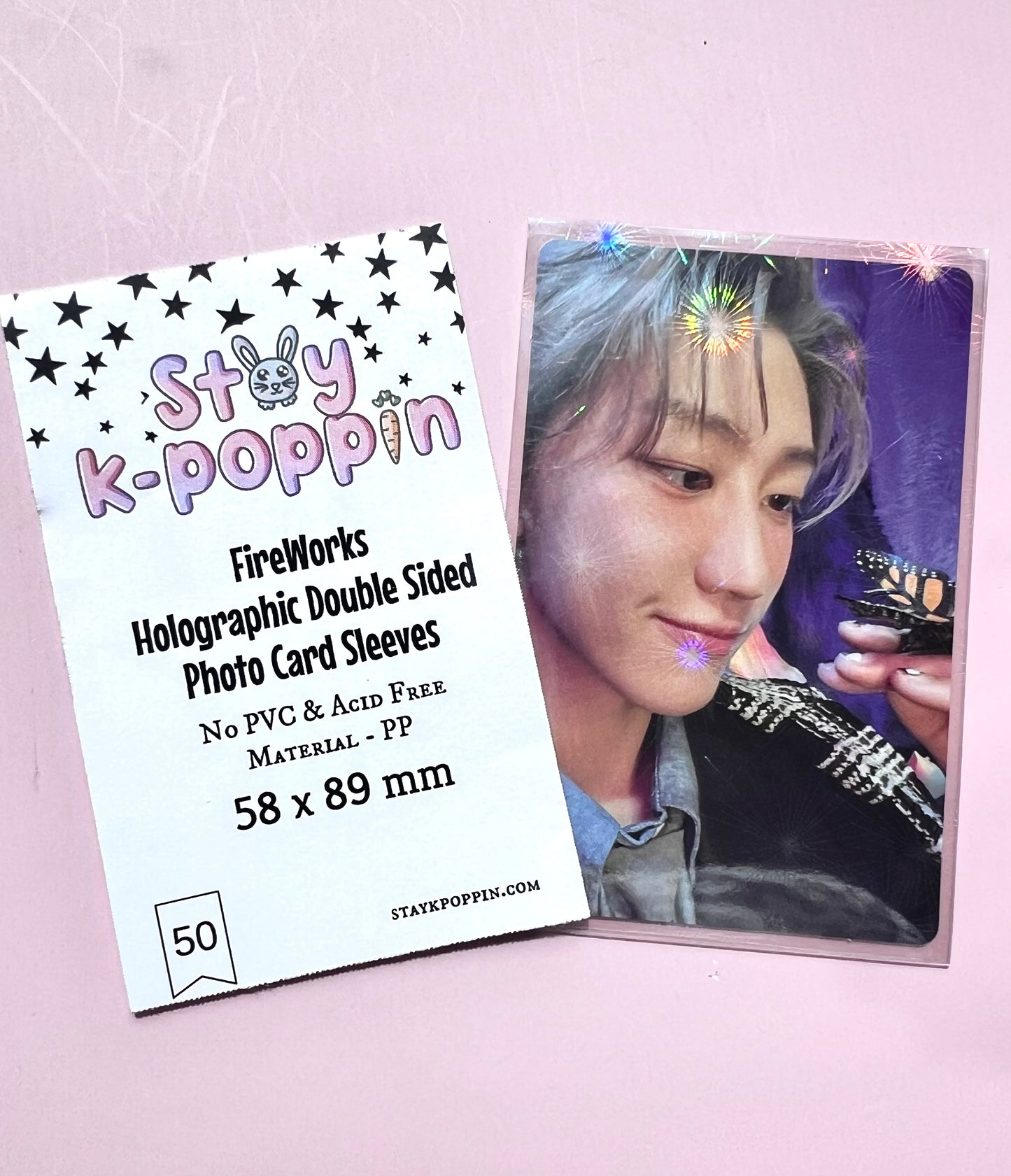 Fireworks Holographic Photo card sleeves- Double sided holographic sleeves