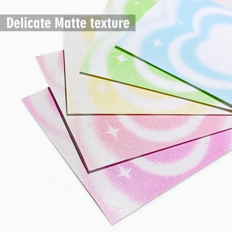 Hearts Holographic Colored Macaroon Photo Card Sleeves Size 61x91mm