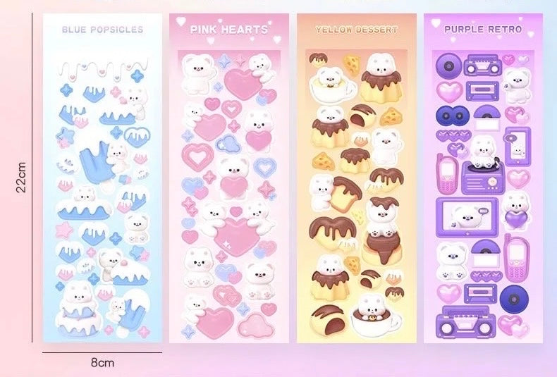 Teddy Bear/Bunny Designs - Holographic Stickers