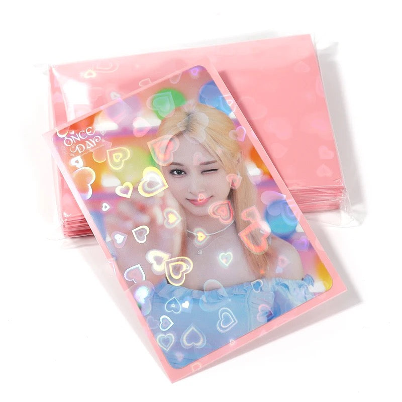 Colored Hearts Holographic Photo Card Sleeves