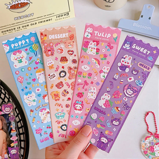 Kawaii Bunny Top loader Deco - Holographic Stickers