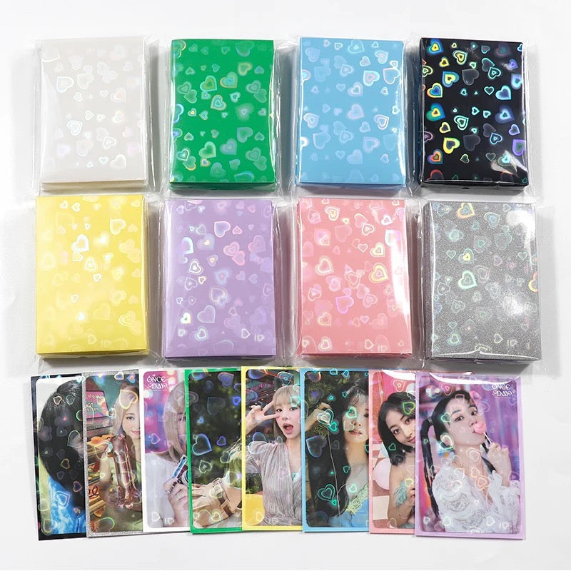 Colored Hearts Holographic Photo Card Sleeves