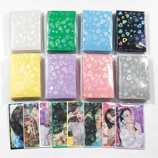 Colored Hearts Holographic Photo Card Sleeves