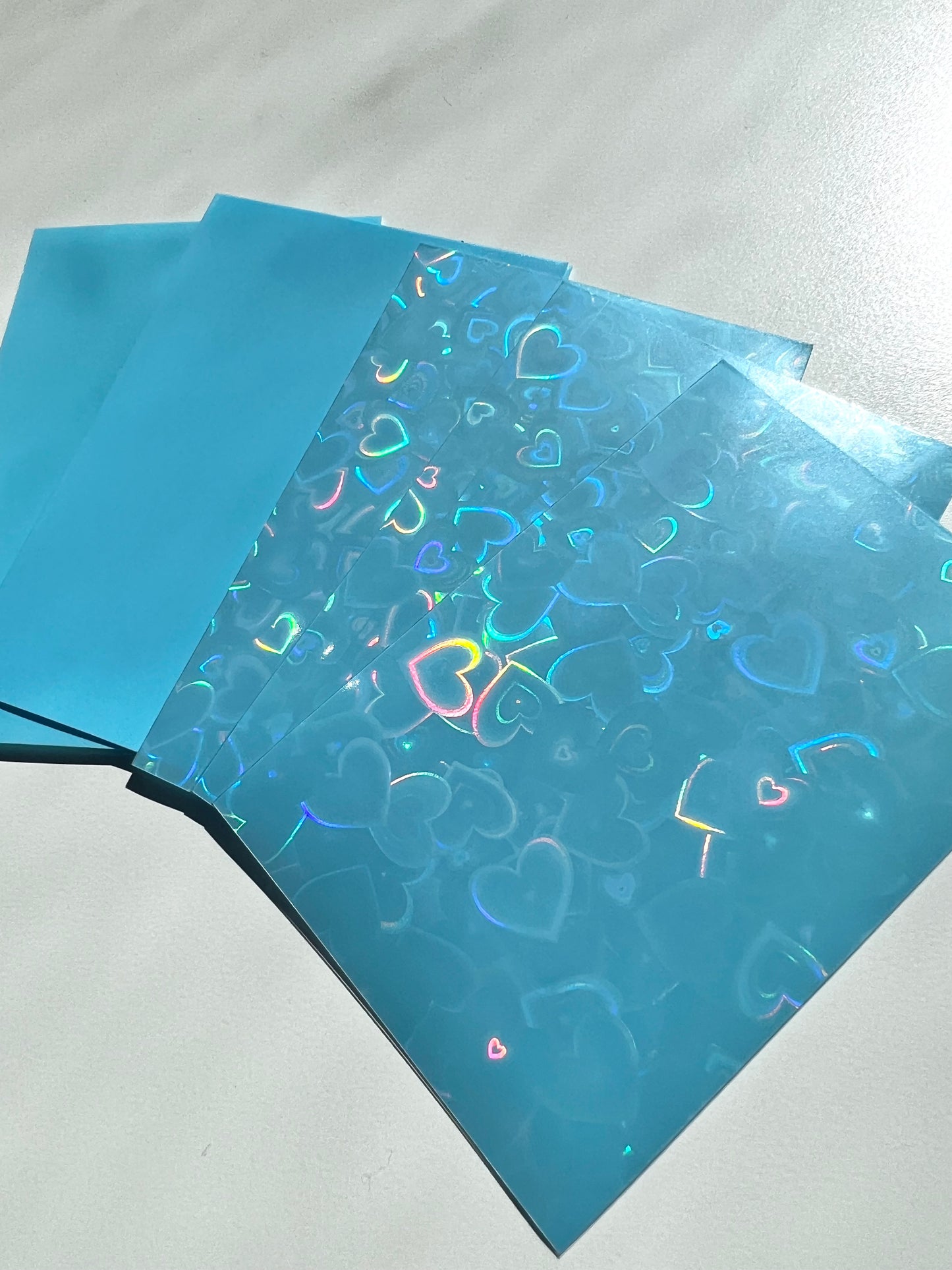 Colored Hearts Holographic Photo Card Sleeves