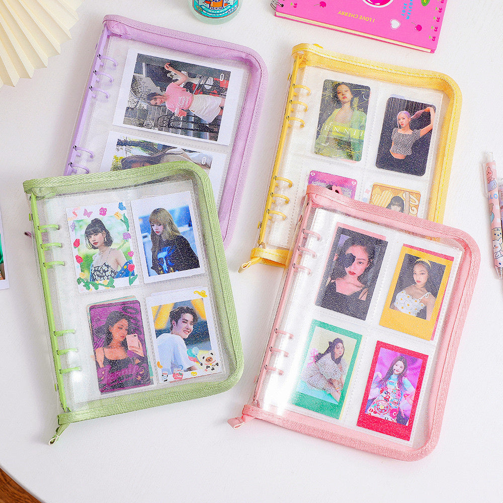 A5 Jelly Glitter Zippered Photo Card Binder