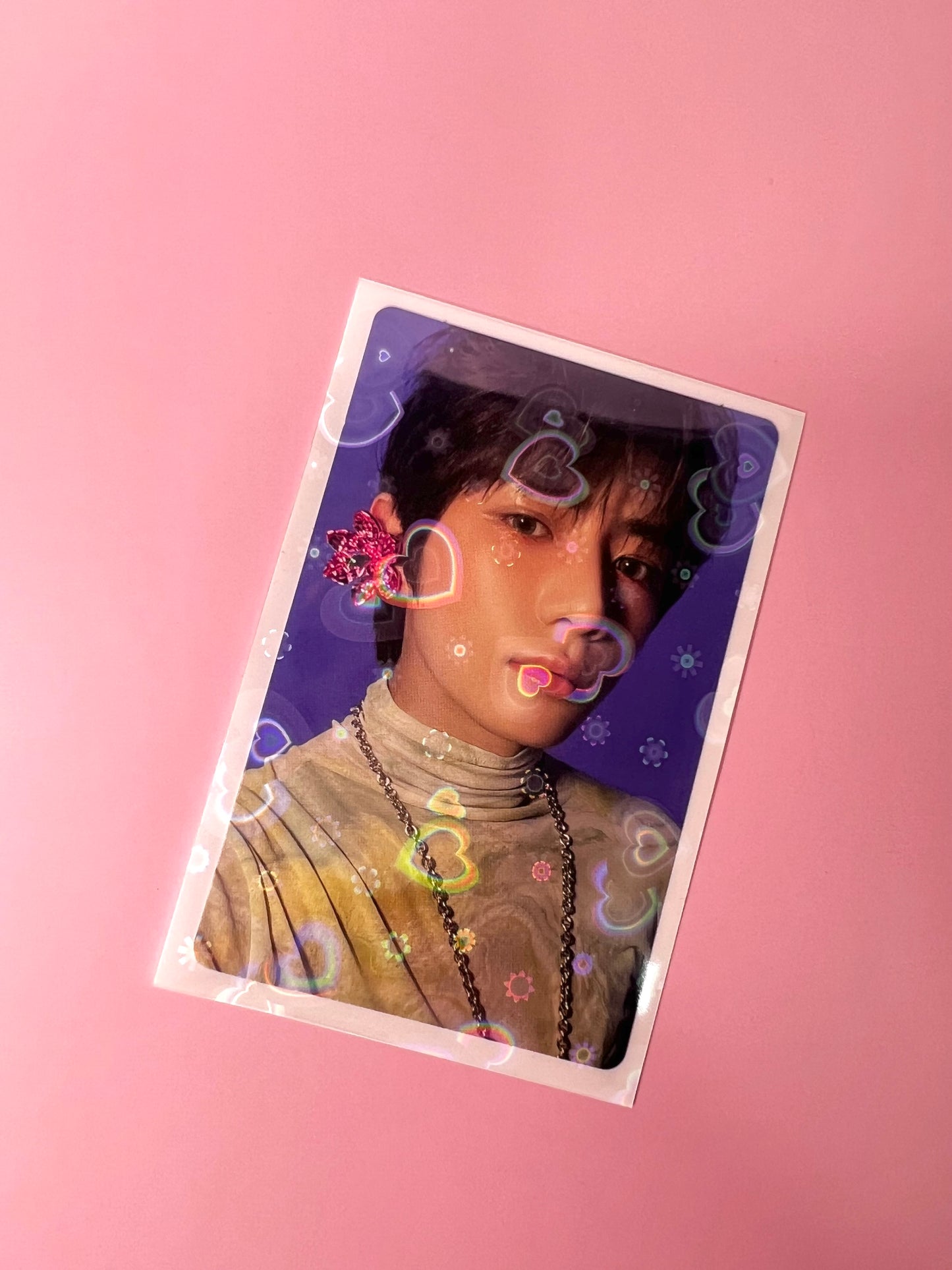 White - Heart Links • Holographic Photo card Sleeves