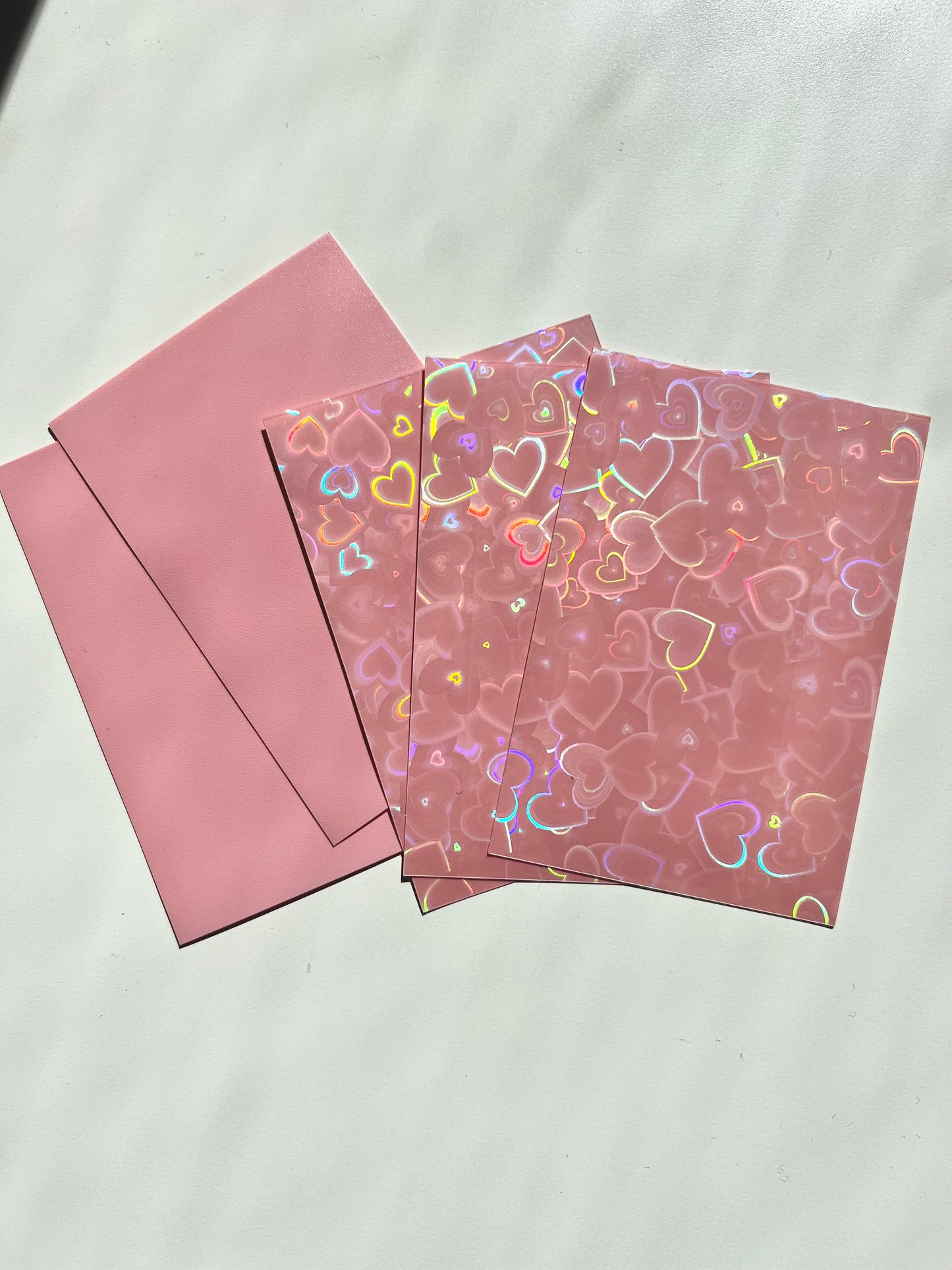 Colored Hearts Holographic Photo Card Sleeves