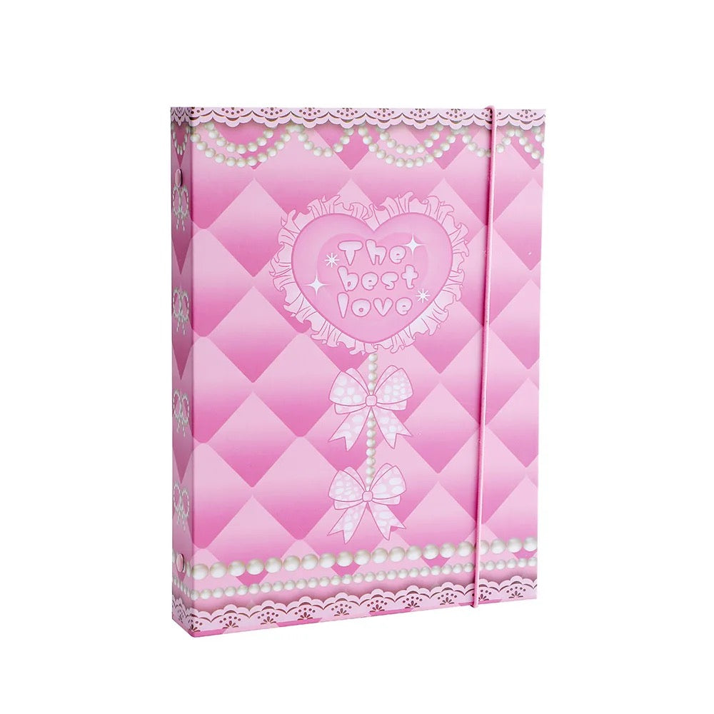 A5 Pearl Pink Heart Checkered Binder