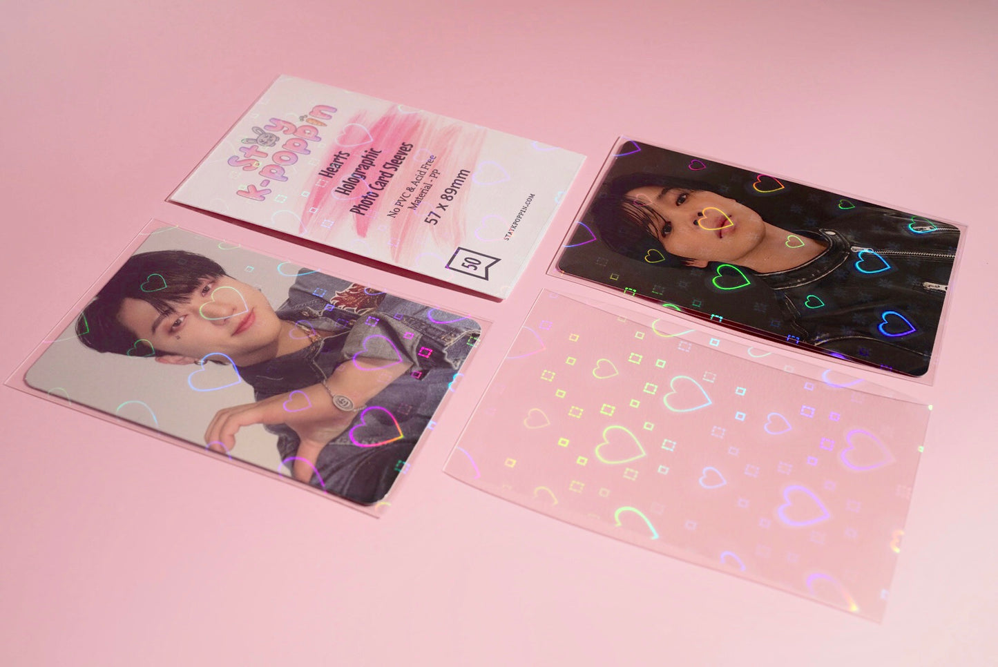 Squared Heart Holographic Photo Card Sleeves