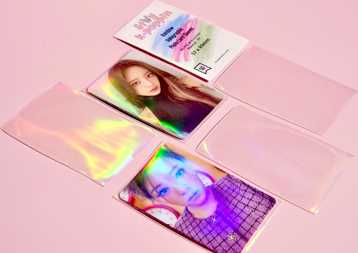 Rainbow Holographic Photo Card Sleeves