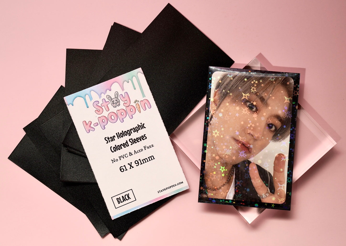 Colored Holographic Star Dust  Photo Card Sleeves