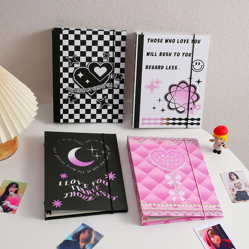 A5 Black Heart Checkered Binder