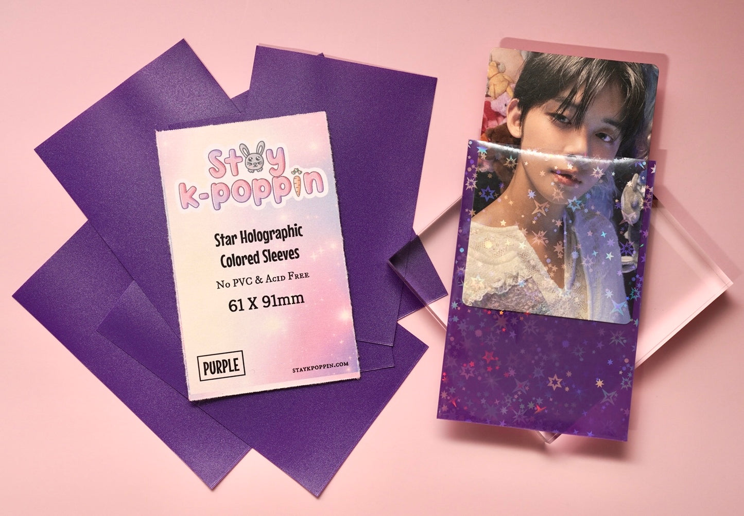 Colored Holographic Star Dust  Photo Card Sleeves