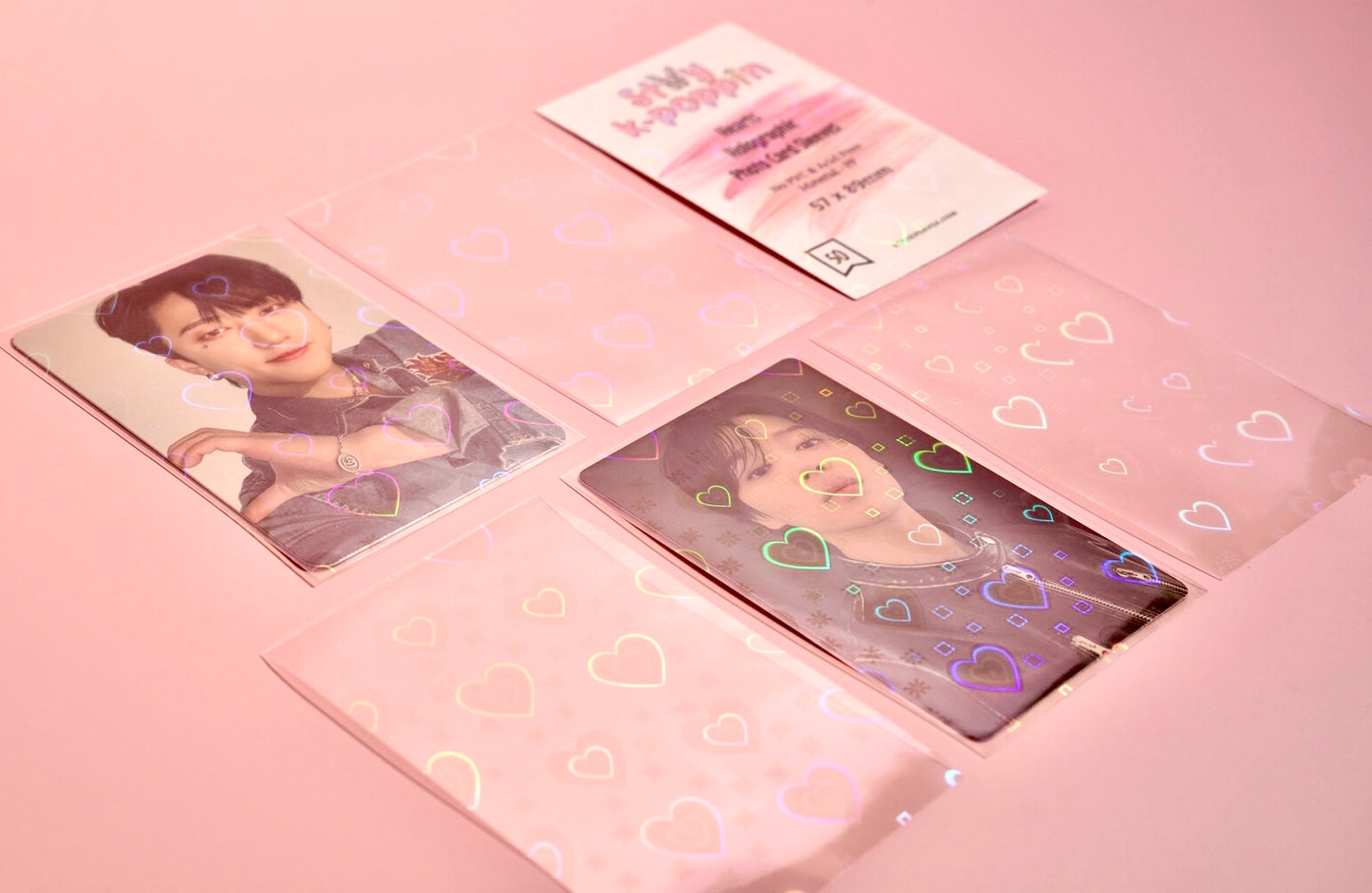 Squared Heart Holographic Photo Card Sleeves