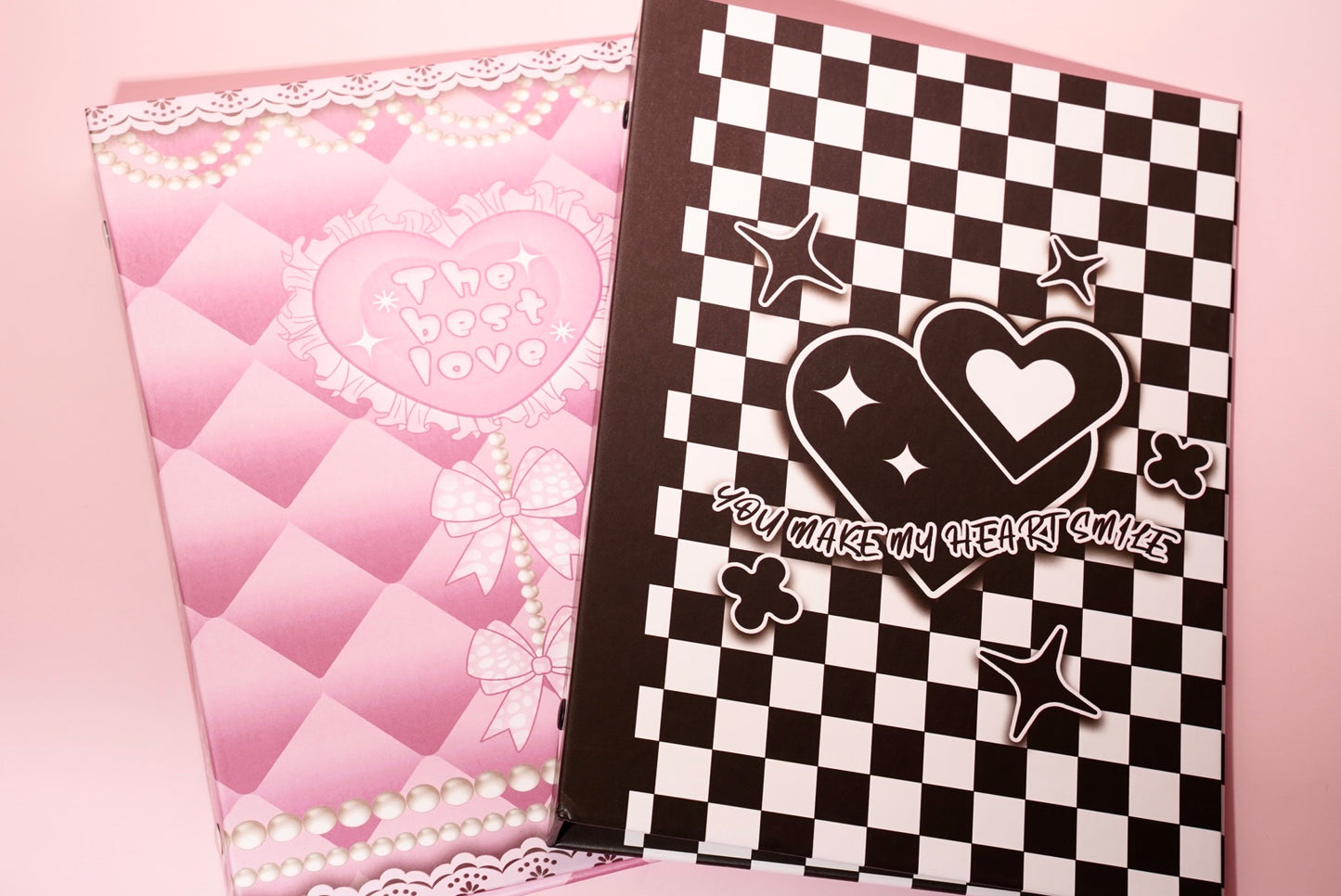 A5 Black Heart Checkered Binder