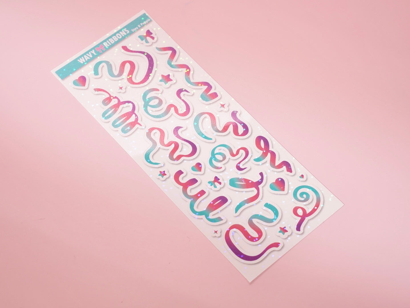 Ombré Holographic Wavy Ribbons Stickers