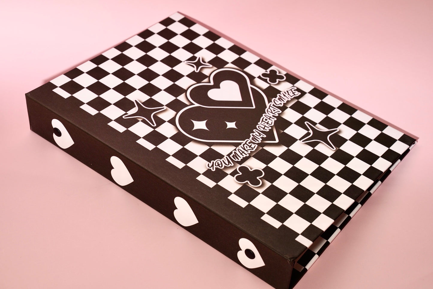 A5 Black Heart Checkered Binder