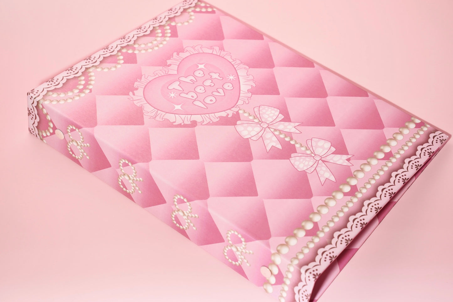 A5 Pearl Pink Heart Checkered Binder