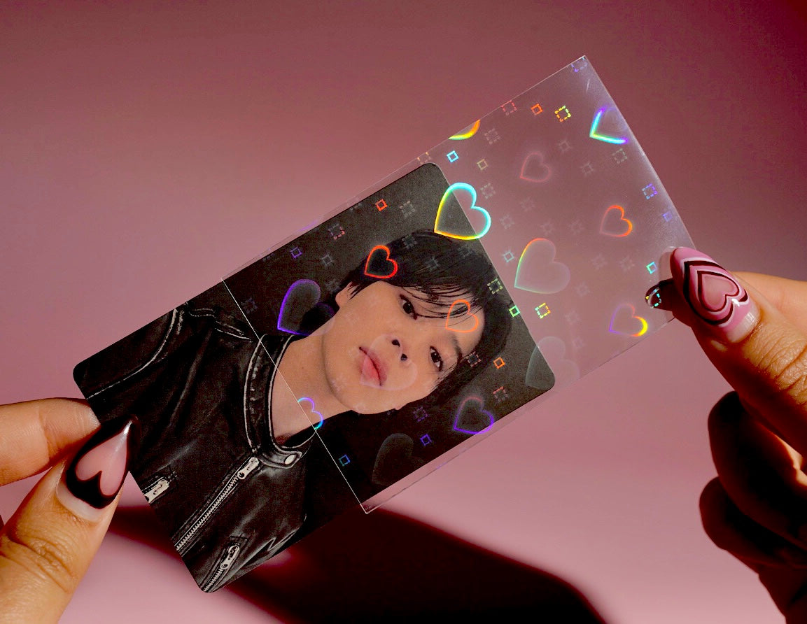 Squared Heart Holographic Photo Card Sleeves