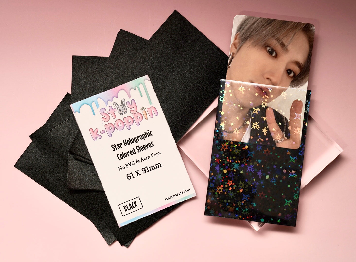 Colored Holographic Star Dust  Photo Card Sleeves