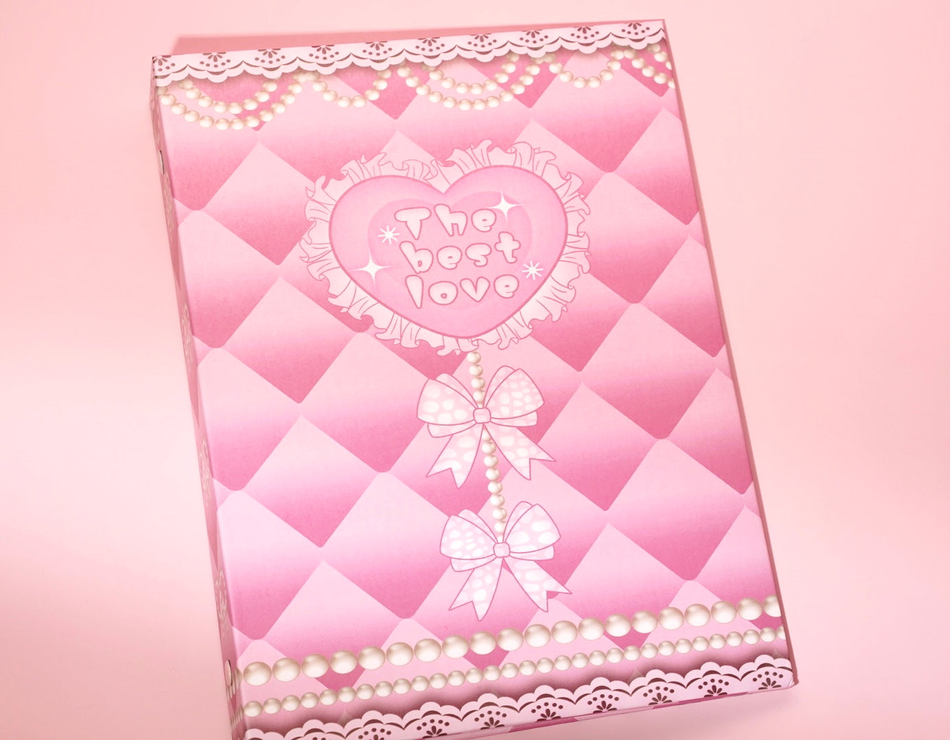 A5 Pearl Pink Heart Checkered Binder