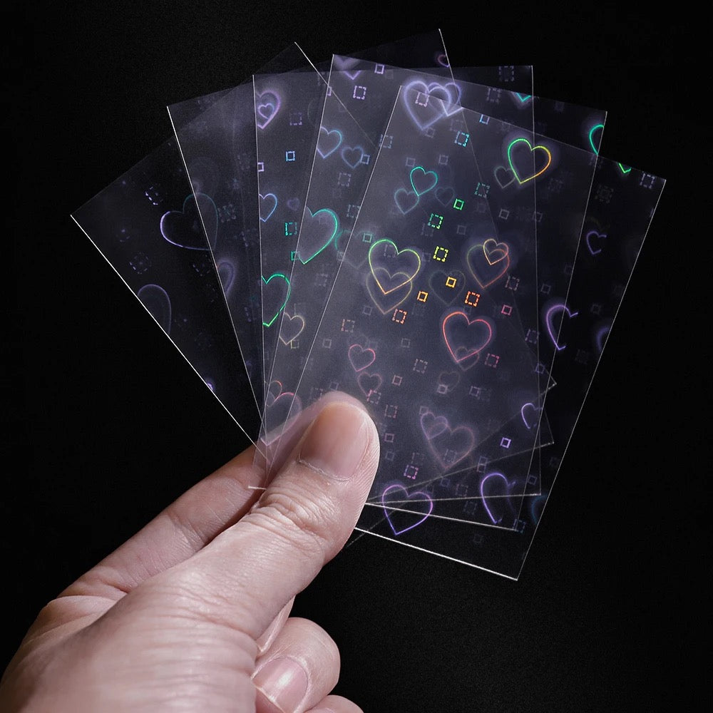 Squared Heart Holographic Photo Card Sleeves