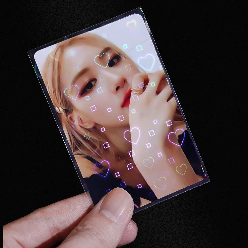 Squared Heart Holographic Photo Card Sleeves