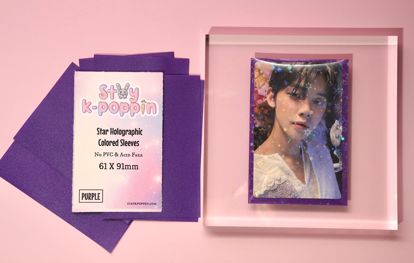 Colored Holographic Star Dust  Photo Card Sleeves