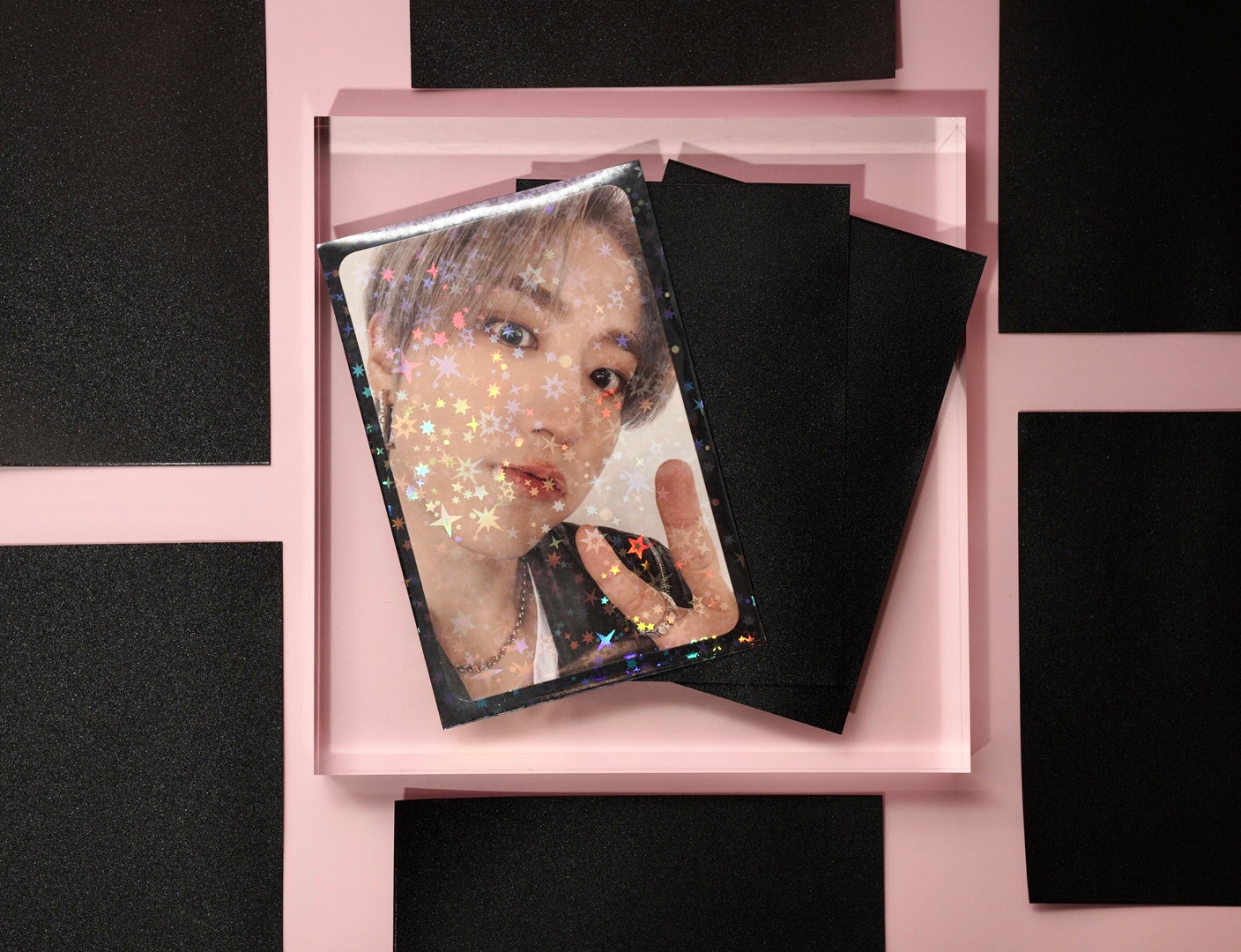 Colored Holographic Star Dust  Photo Card Sleeves