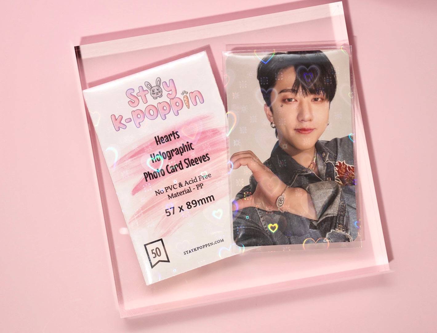 Squared Heart Holographic Photo Card Sleeves