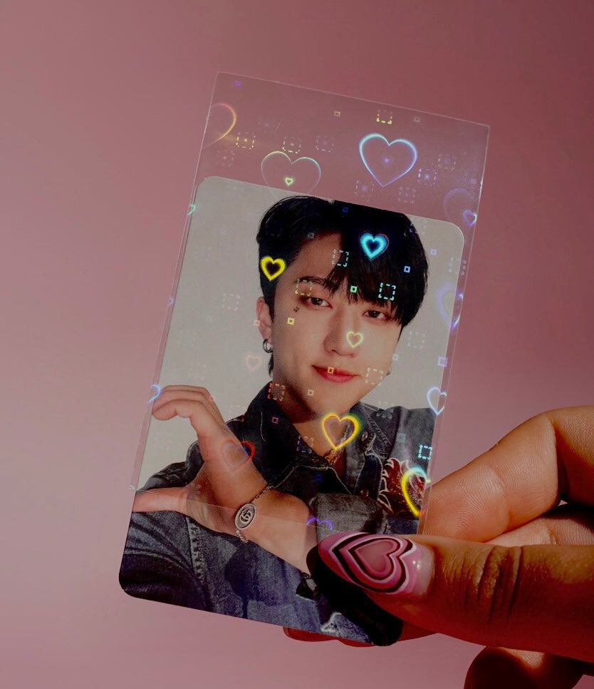 Squared Heart Holographic Photo Card Sleeves